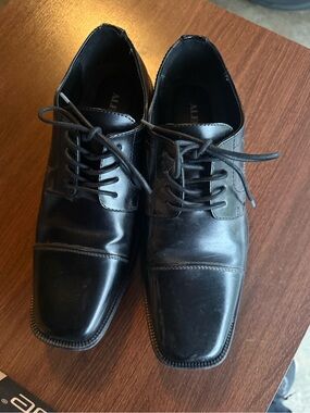 Alfani Black Leather Lace-Up Cap-Toe Oxfords